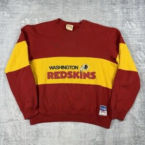 Washington Redskins Sweatshirt Mens Large Striped Vintage 80s Crewneck Nutmeg